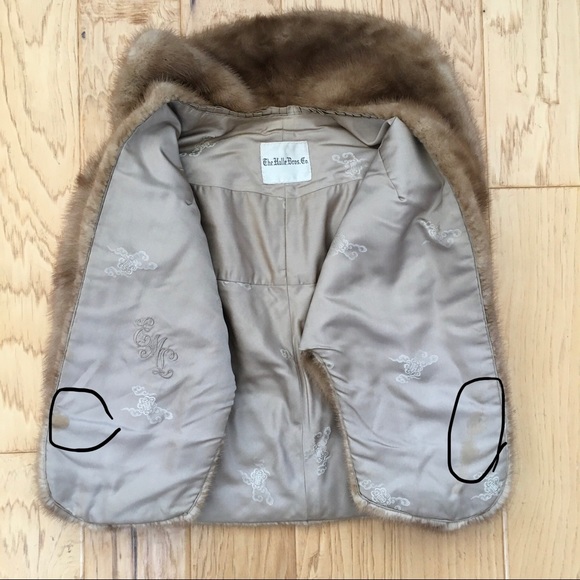 Vintage Mink Stole by The Halle Bros Co Medium Brown Fur Satin lining - Picture 7 of 7